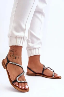 Discount Boto Wsuwane Sandały Damskie Z Ozdobami Czarne Hayen