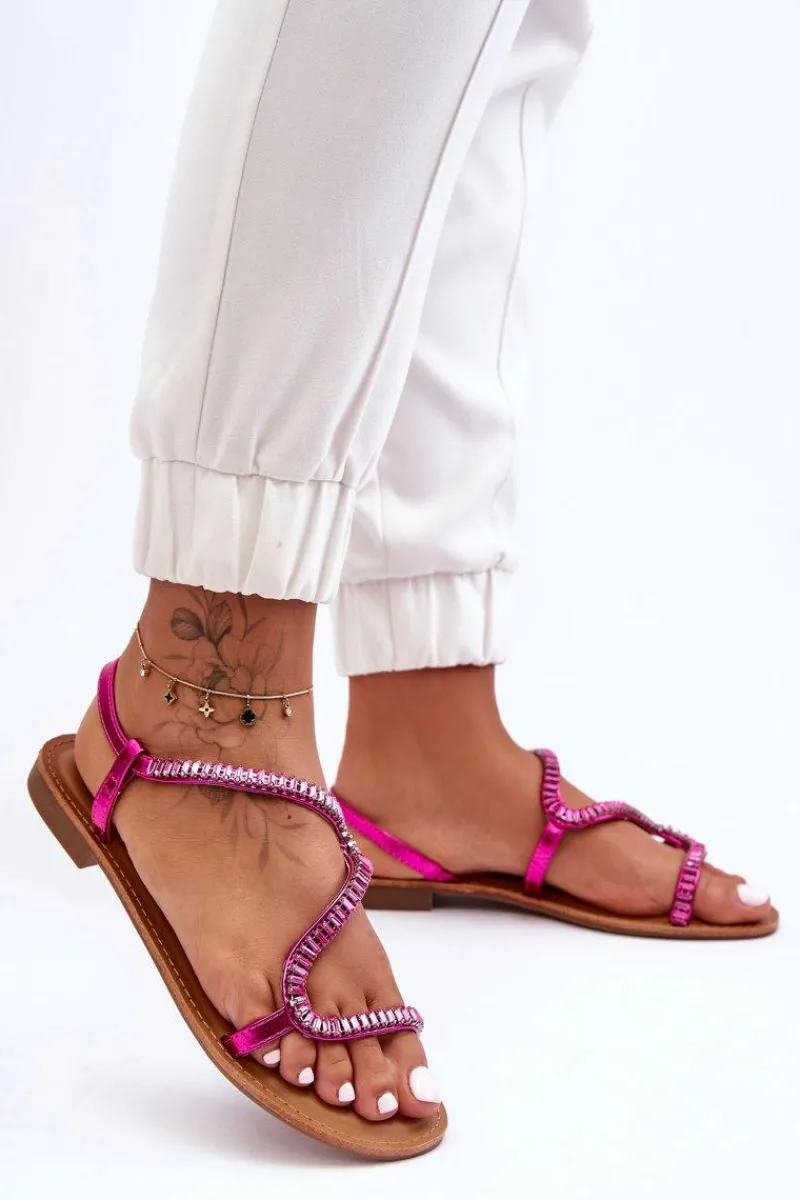 Sandały Płaskie>Boto Wsuwane Sandały Damskie Z Ozdobami Różowe Hayen