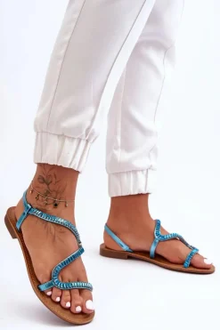 Hot Wsuwane Sandały Damskie Z Ozdobami e Hayen Damskie Sandały Płaskie