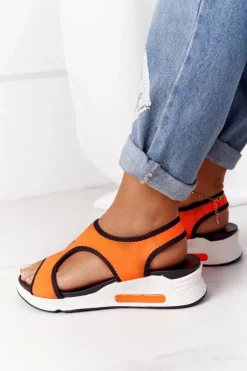 Hot Wsuwane Sandały Na Koturnie Pomarańczowe Zoey Damskie Sandały Na Koturnie|Sandały Płaskie