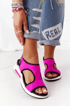 Discount Damskie buty S.Barski Wsuwane Sandały Na Koturnie Fuksja Zoey