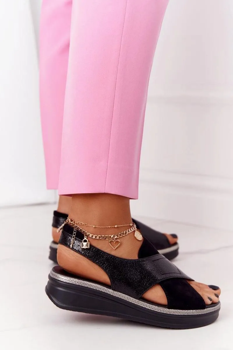 Sandały Na Koturnie|Sandały Płaskie>Buty Sergio Leone Wsuwane Sandały Na Platformie Sergio Leone SK029 Czarne