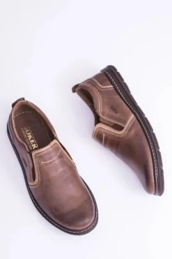 Sale Boto Wsuwane Skórzane Męskie Półbuty Leonidas Brązowe
