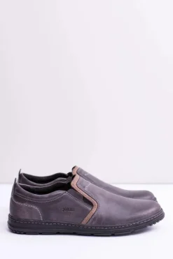 Best Wsuwane Skórzane Męskie Półbuty Leonidas Szare Męskie Półbuty Casual