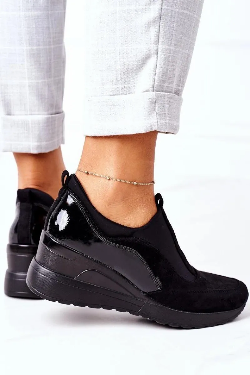 Sneakersy Damskie>Buty damskie Vinceza Wsuwane Sneakersy Na Koturnie Vinceza 10593 Czarne