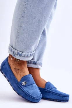 Online Wsuwane Zamszowe Mokasyny Niebieskie Castelo Damskie Mokasyny Damskie Zamszowe