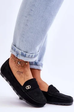 Discount Wsuwane Zamszowe Mokasyny Czarne Castelo Damskie Mokasyny Damskie Zamszowe