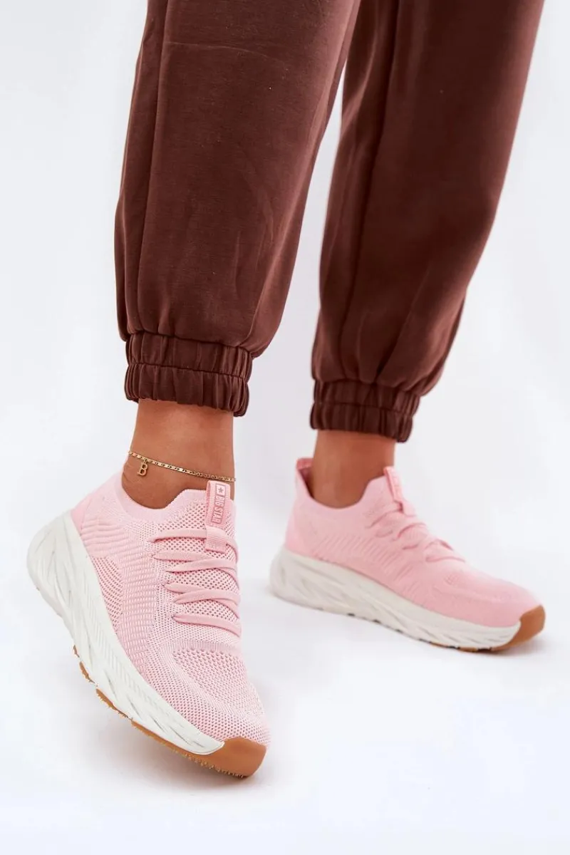 Outlet Big Star Shoes Wygodne Buty Sportowe Damskie Big Star RR274A131 HI-POLY SYSTEM Różowe