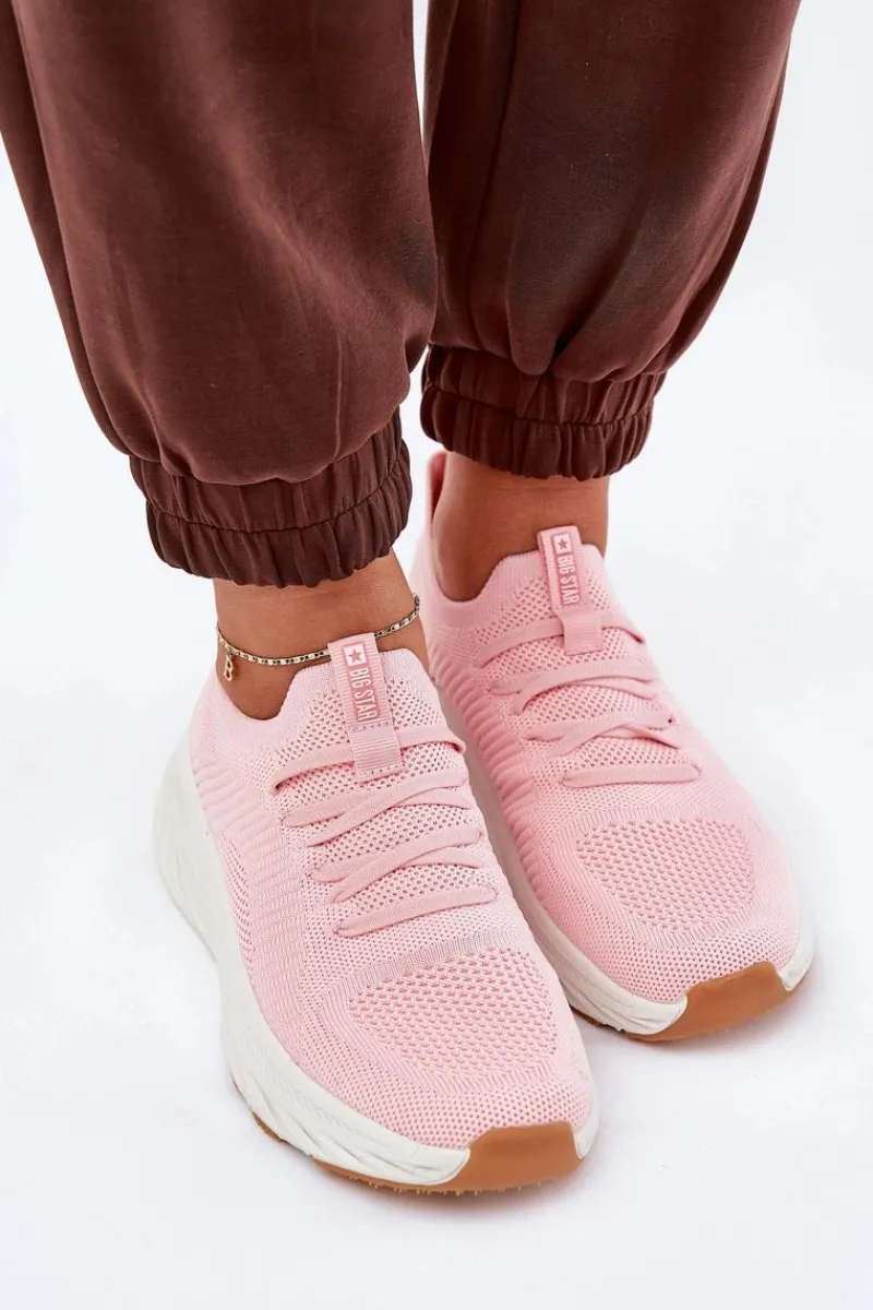 Outlet Big Star Shoes Wygodne Buty Sportowe Damskie Big Star RR274A131 HI-POLY SYSTEM Różowe