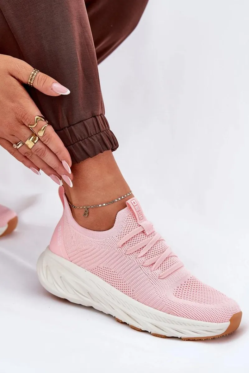 Outlet Big Star Shoes Wygodne Buty Sportowe Damskie Big Star RR274A131 HI-POLY SYSTEM Różowe