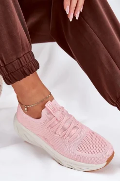 Outlet Big Star Shoes Wygodne Buty Sportowe Damskie Big Star RR274A131 HI-POLY SYSTEM Różowe