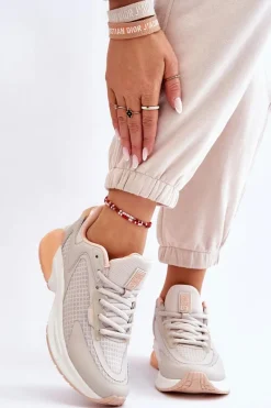 Outlet Big Star Shoes Wygodne Buty Sportowe Memory Foam System Big Star LL274336 Beżowe Beżowy