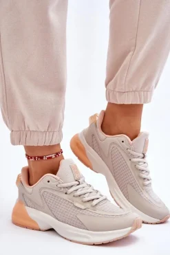 Outlet Big Star Shoes Wygodne Buty Sportowe Memory Foam System Big Star LL274336 Beżowe Beżowy