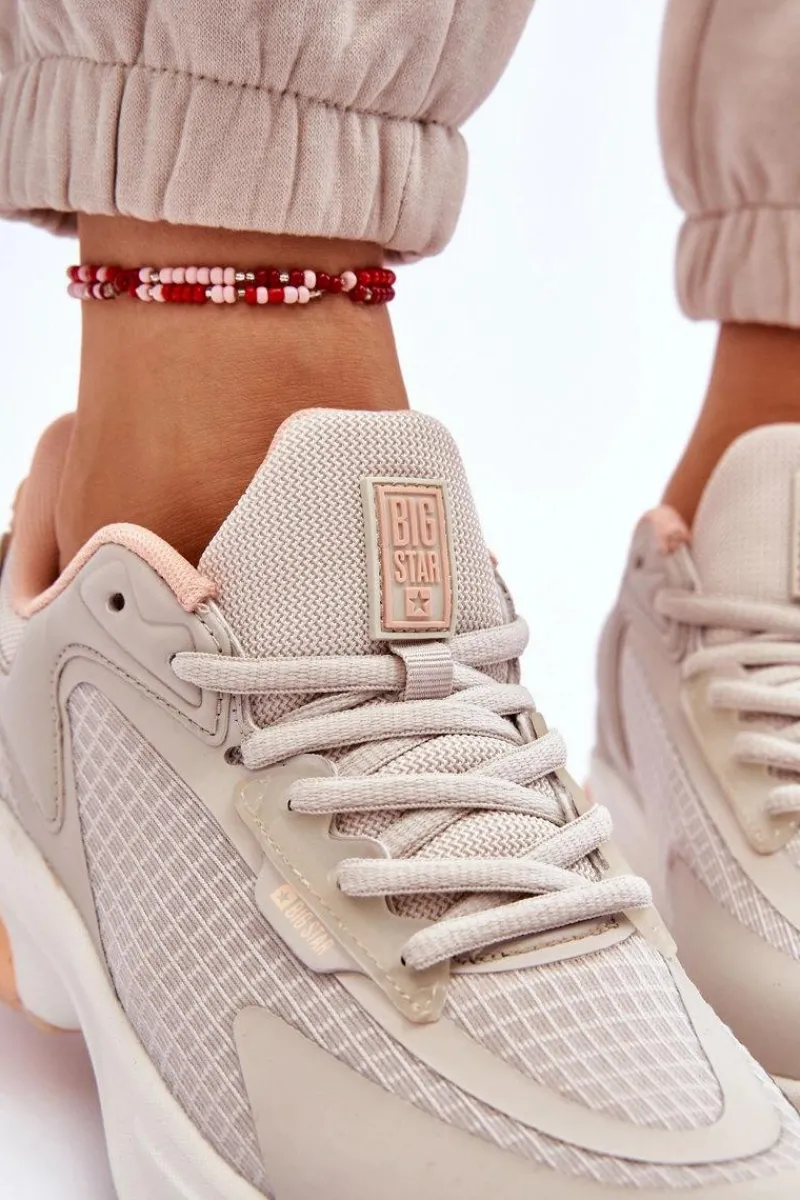 Outlet Big Star Shoes Wygodne Buty Sportowe Memory Foam System Big Star LL274336 Beżowe Beżowy