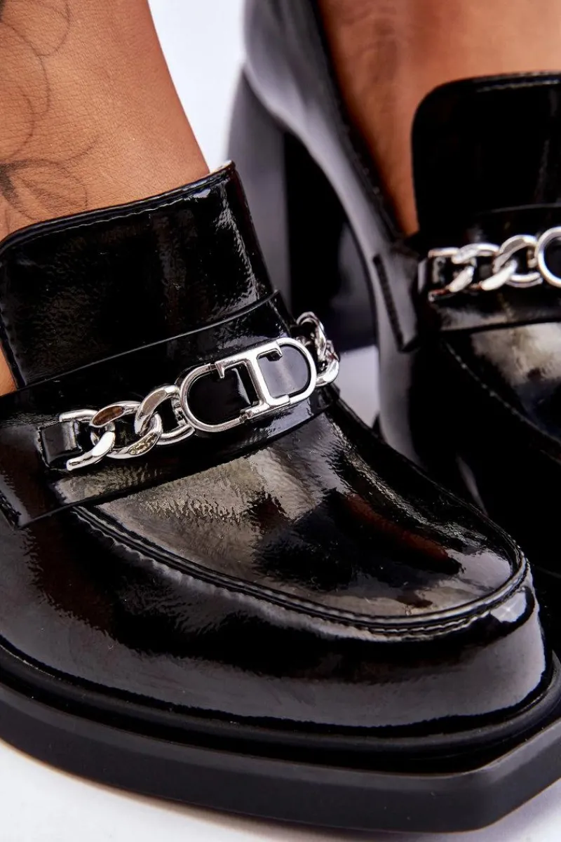 Discount Wygodne Czółenka Na Masywnym Obcasie Czarne Julien Damskie Czółenka Na Słupku|Czółenka Klasyczne