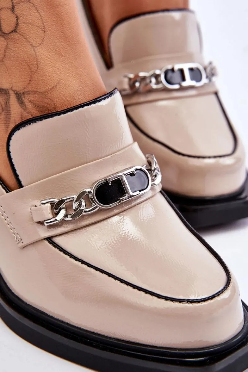 Czółenka Na Słupku|Czółenka Klasyczne>Damskie buty S.Barski Wygodne Czółenka Na Masywnym Obcasie Beżowe Julien