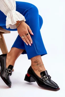 Hot Wygodne Czółenka Na Niskim Obcasie Czarne Valenti Damskie Czółenka Na Słupku|Czółenka Klasyczne