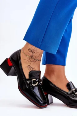 Hot Wygodne Czółenka Na Niskim Obcasie Czarne Valenti Damskie Czółenka Na Słupku|Czółenka Klasyczne