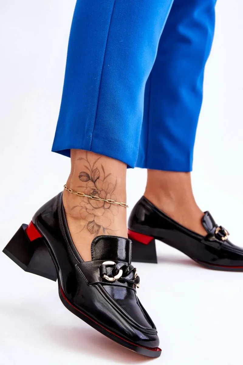 Hot Wygodne Czółenka Na Niskim Obcasie Czarne Valenti Damskie Czółenka Na Słupku|Czółenka Klasyczne