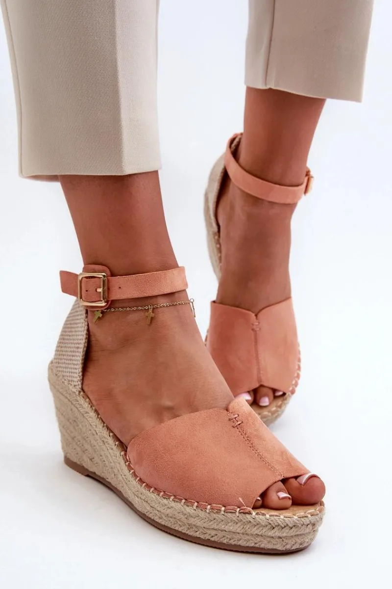 Hot Wygodne Damskie Sandały Na Koturnie Jasnoróżowe Dellia Damskie Sandały Na Koturnie