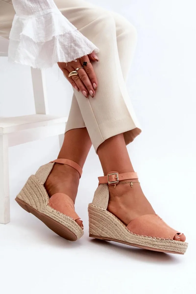 Hot Wygodne Damskie Sandały Na Koturnie Jasnoróżowe Dellia Damskie Sandały Na Koturnie