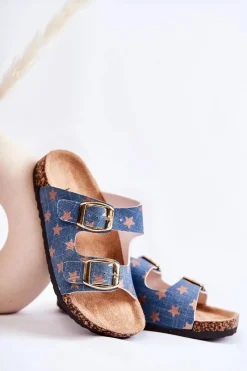 Online Buty damskie Vinceza Wygodne Dziecięce Klapki Niebieskie Ander