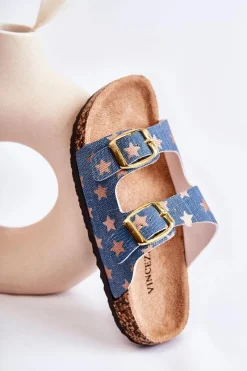 Online Buty damskie Vinceza Wygodne Dziecięce Klapki Niebieskie Ander