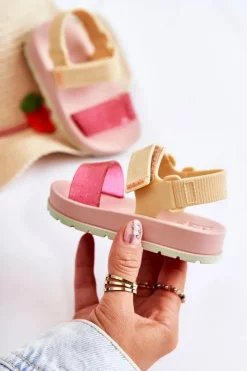 Best Wygodne Dziecięce Sandałki Pachnące JJ385028 Różowo-Żółte Dzieci Chłopięce|Dziewczęce