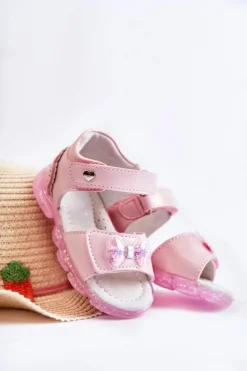 Sale Wygodne Dziecięce Sandały Z Ozdobą Różowe Cayo Dzieci Dziewczęce