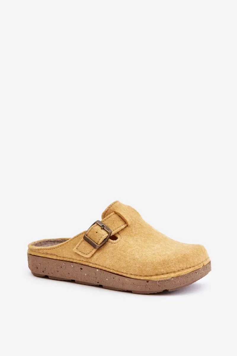 Sale INBLU Wygodne Kapcie Damskie Z Klamrą ED000019 Żółte