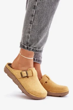 Sale INBLU Wygodne Kapcie Damskie Z Klamrą ED000019 Żółte