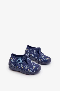 Online Wygodne Kapcie Dziecięce 110N482 Granatowe Dzieci Dziewczęce