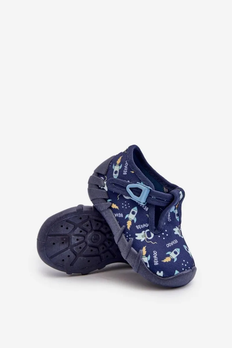 Online Wygodne Kapcie Dziecięce 110N482 Granatowe Dzieci Dziewczęce