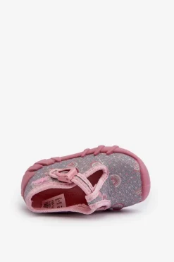 Outlet Wygodne Kapcie Dziecięce 110N490 Szaro-Różowe Dzieci Dziewczęce|Back To School