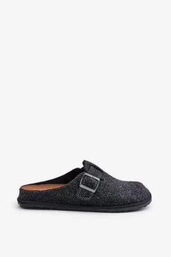 New INBLU Wygodne Kapcie Męskie Z Klamrą SI000019 Grafitowe Szary