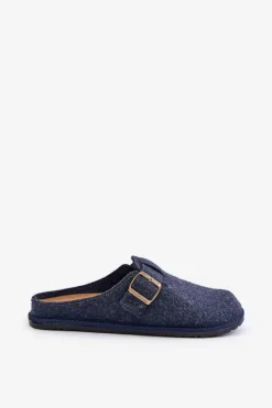 Klapki Męskie Klasyczne|Papcie Męskie>INBLU Wygodne Kapcie Męskie Z Klamrą SI000019 Granatowe Niebieski