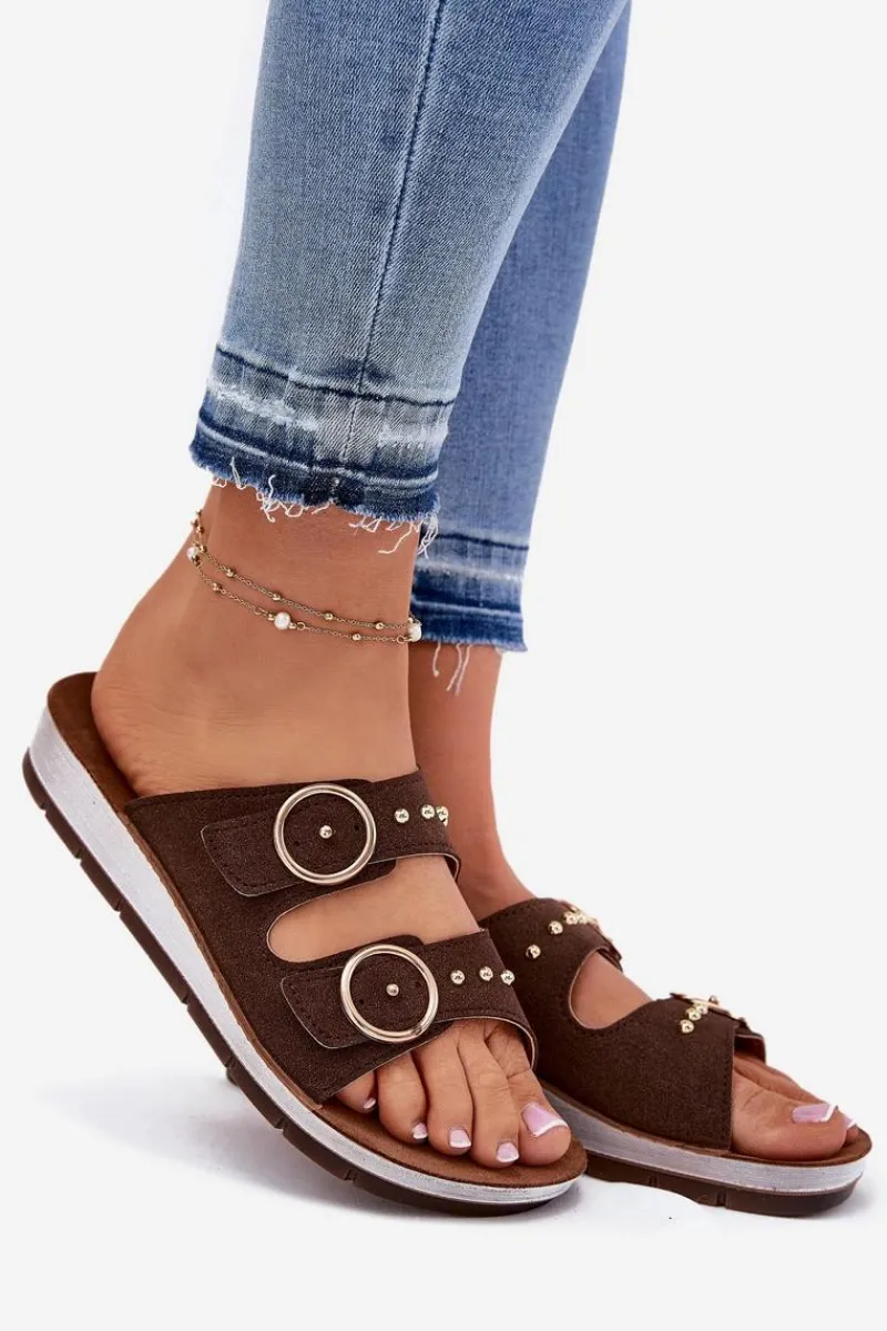 Discount INBLU Wygodne Klapki Damskie CP000054 Brązowe Brązowy