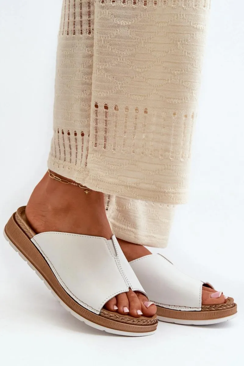 Klapki Na Koturnie|Klapki Na Obcasie>INBLU Wygodne Klapki Damskie Z Eko Skóry GS0003I1 Białe