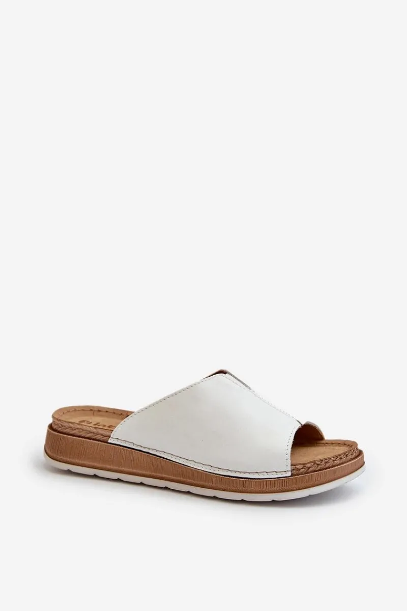 Klapki Na Koturnie|Klapki Na Obcasie>INBLU Wygodne Klapki Damskie Z Eko Skóry GS0003I1 Białe