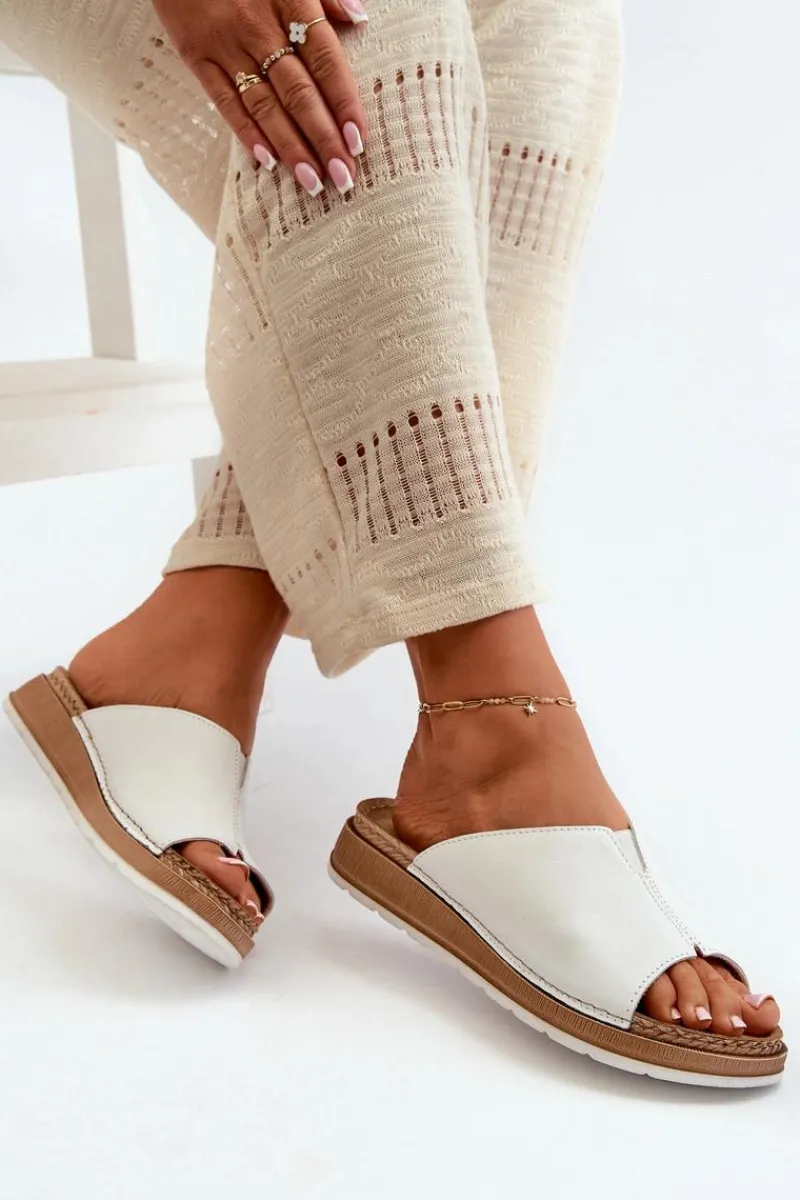 Klapki Na Koturnie|Klapki Na Obcasie>INBLU Wygodne Klapki Damskie Z Eko Skóry GS0003I1 Białe