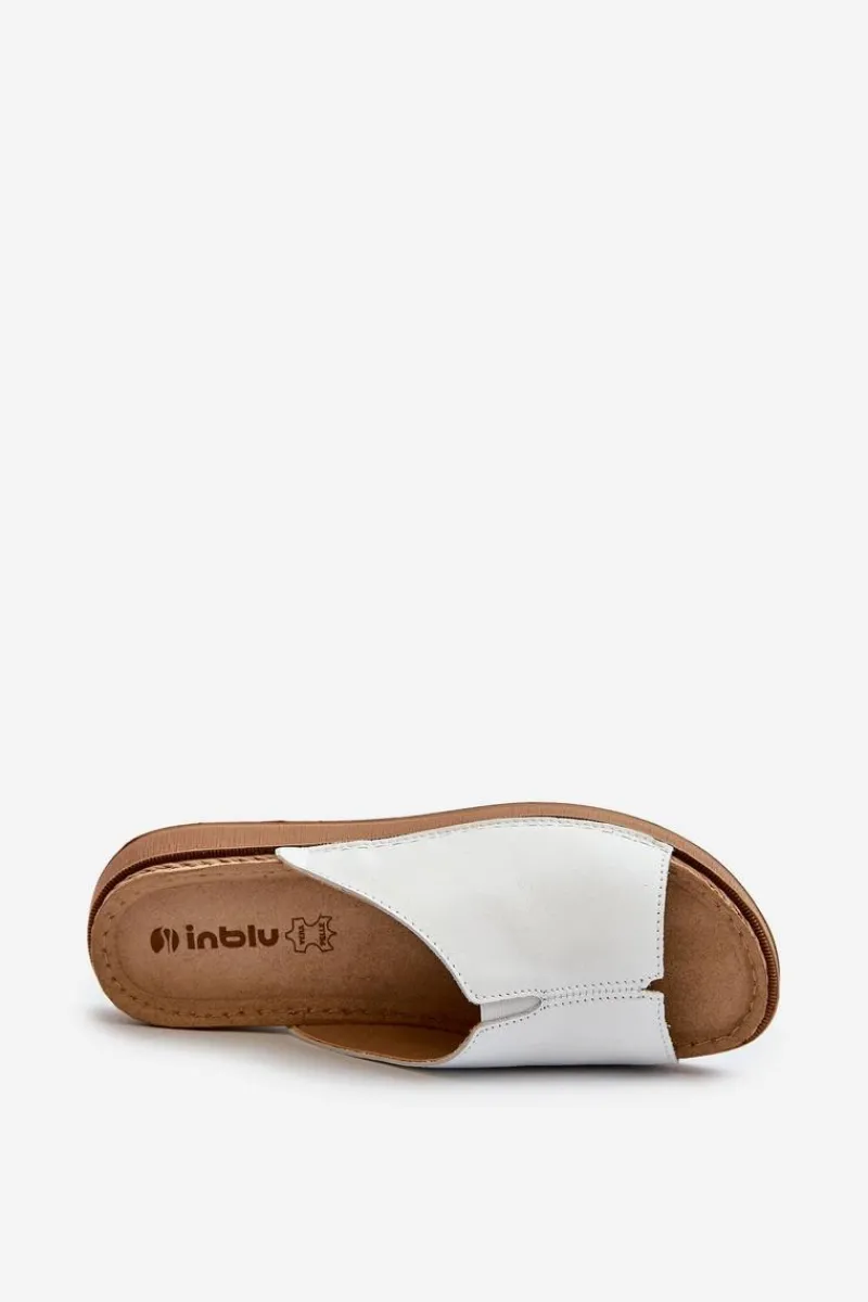 Klapki Na Koturnie|Klapki Na Obcasie>INBLU Wygodne Klapki Damskie Z Eko Skóry GS0003I1 Białe