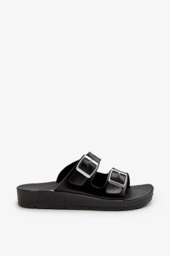 Wygodne Klapki Damskie Z Klamrami CP000034 Czarne Damskie Klapki Damskie Klasyczne