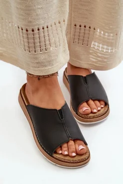 Discount INBLU Wygodne Klapki Damskie Z Eko Skóry GS0003I1 Czarne