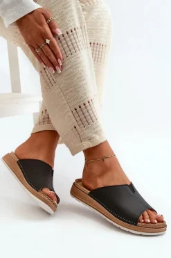 Discount INBLU Wygodne Klapki Damskie Z Eko Skóry GS0003I1 Czarne