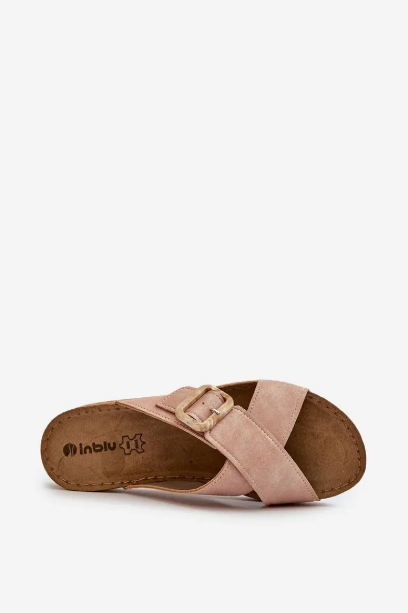 Best INBLU Wygodne Klapki Damskie Z Klamrą VO000012 Jasnoróżowe