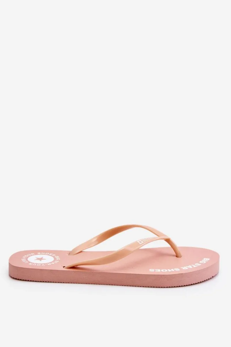 Wygodne Klapki Japonki Big Star LL274802 Nude Damskie Klapki Sportowe|Klapki Damskie Big Star