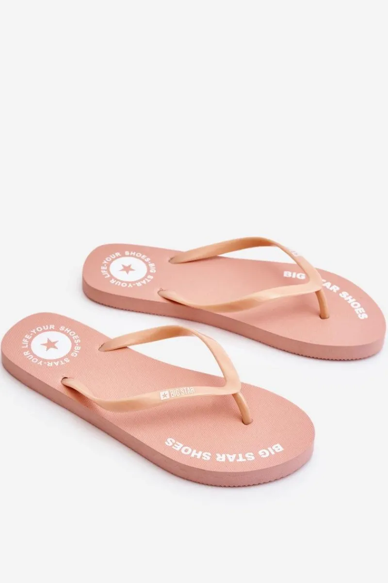 Wygodne Klapki Japonki Big Star LL274802 Nude Damskie Klapki Sportowe|Klapki Damskie Big Star