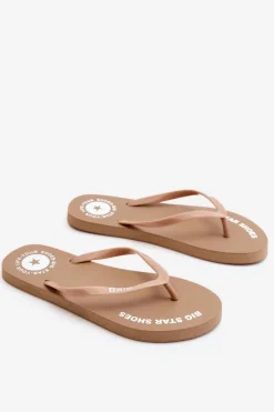 Hot Wygodne Klapki Japonki Big Star LL274796 Beżowe Damskie Klapki Sportowe|Klapki Damskie Big Star