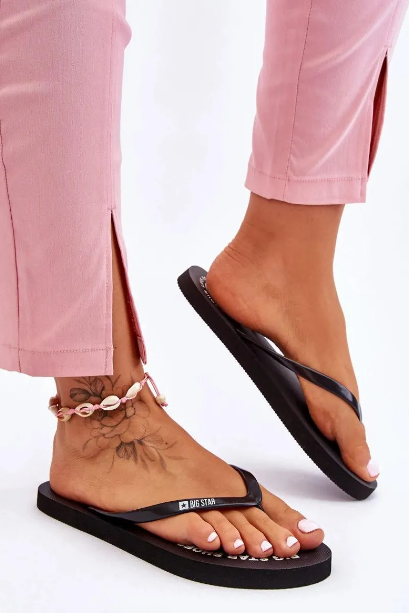 Sale Big Star Shoes Wygodne Klapki Japonki Big Star LL274800 Czarne