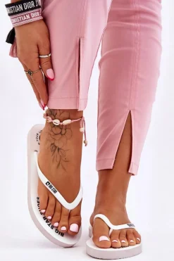 Klapki Sportowe|Klapki Damskie Big Star>Big Star Shoes Wygodne Klapki Japonki Big Star LL274795 Białe